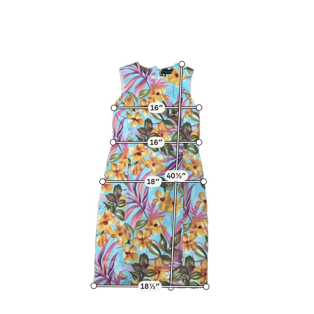 Harve Benard Tropical Floral Sheath Dress Cotton Sleeveless Lined Size 4 Resort - Picture 4 of 7